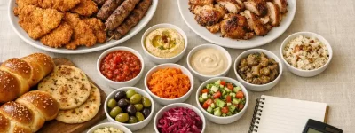 מחשבון כמויות לקייטרינג - שולחן מלא של קייטרינג כשר ישראלי למאות אורחים
